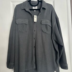 Aerie Charcoal Waffle Knit Cardigan